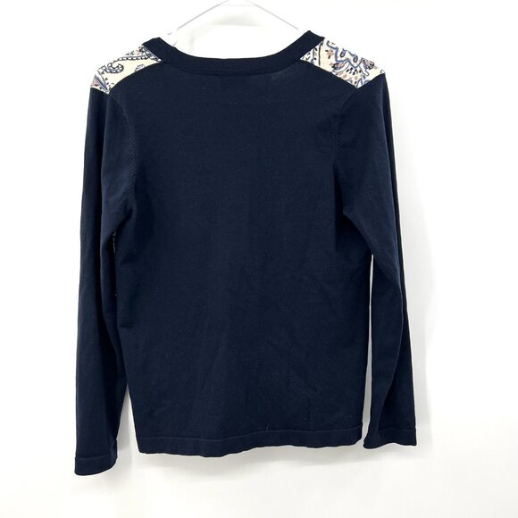 Pendleton Navy Button Front Paisley Cardigan Size Small Petite - Picture 2 of 5